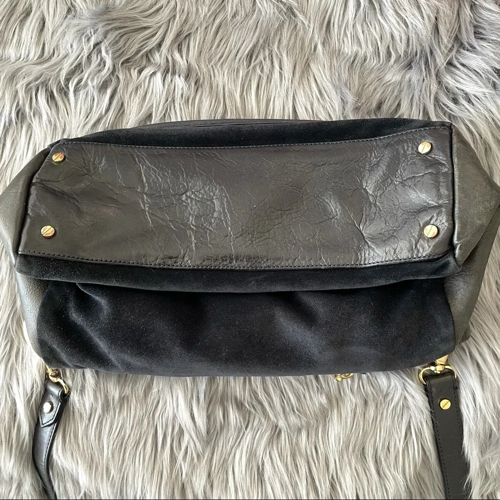 TORY BURCH mae leather & suede satchel